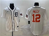 Men's Detroit Tigers #12 Casey Mize White With Patch Cool Base Stitched Jersey,baseball caps,new era cap wholesale,wholesale hats